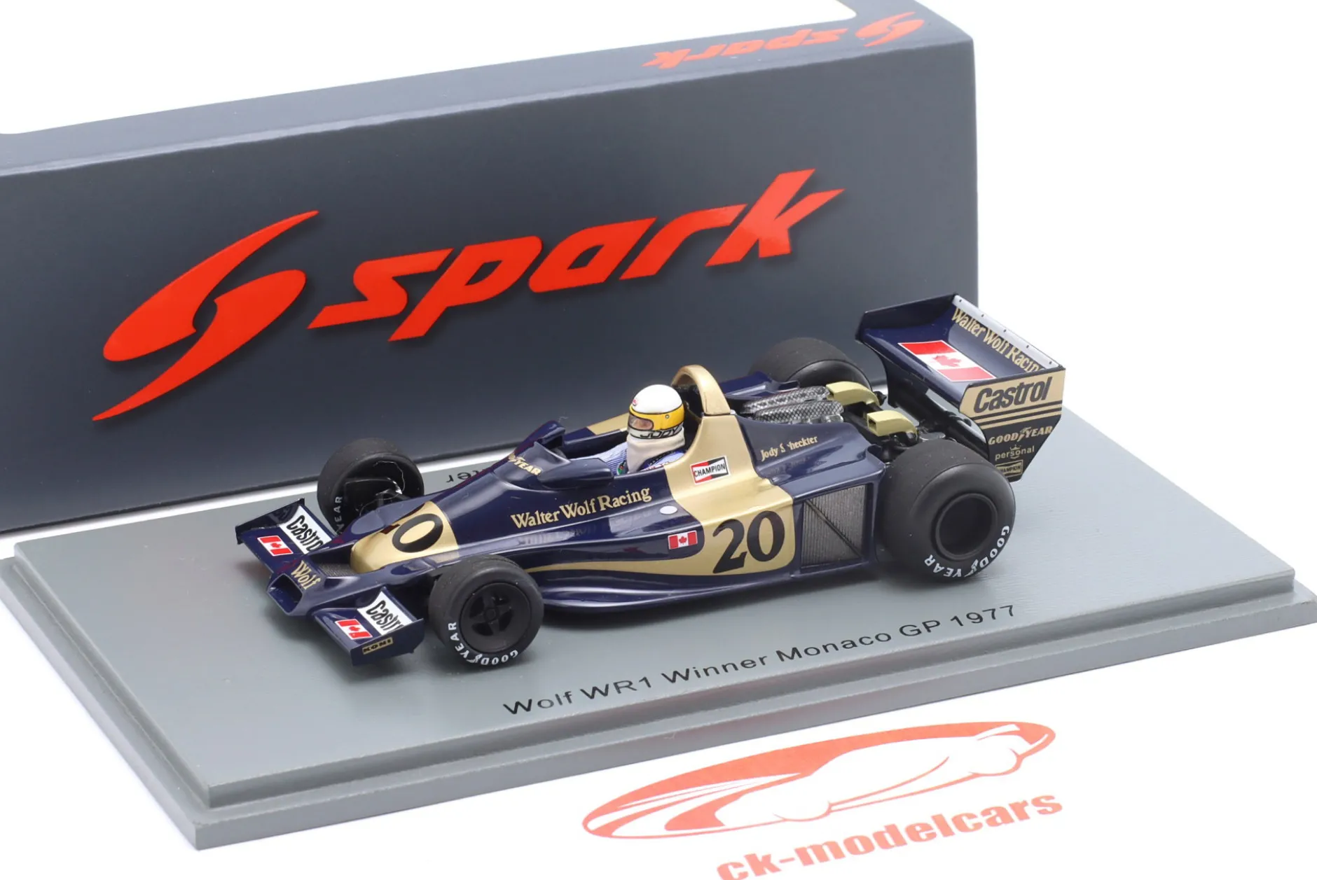 Jody Scheckter Wolf WR1 #20 Sieger Monaco GP Formel 1 1977 1:43 Spark