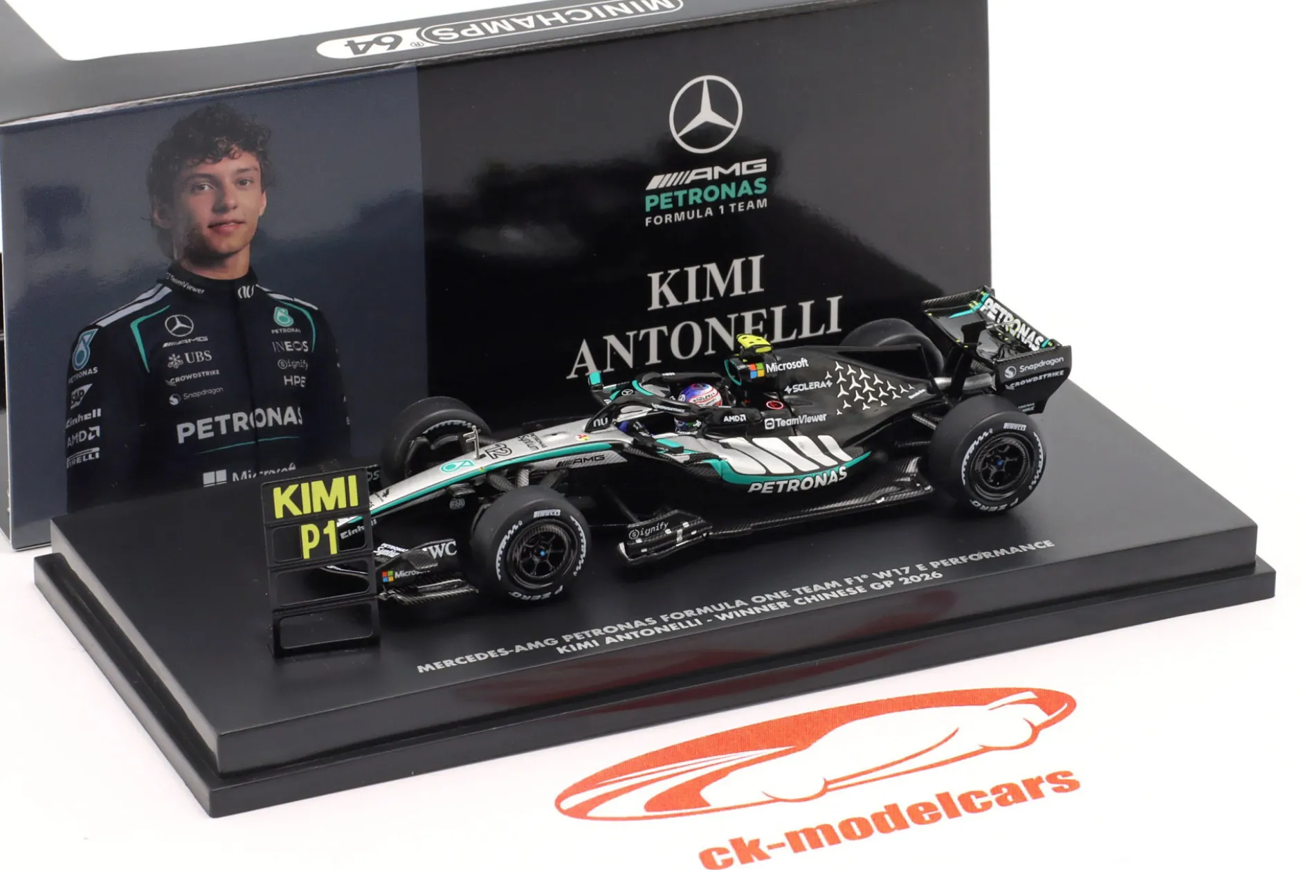 Kimi Antonelli Mercedes-AMG F1 W17 #12 Sieger China GP Formel 1 2026 1:64 Minichamps