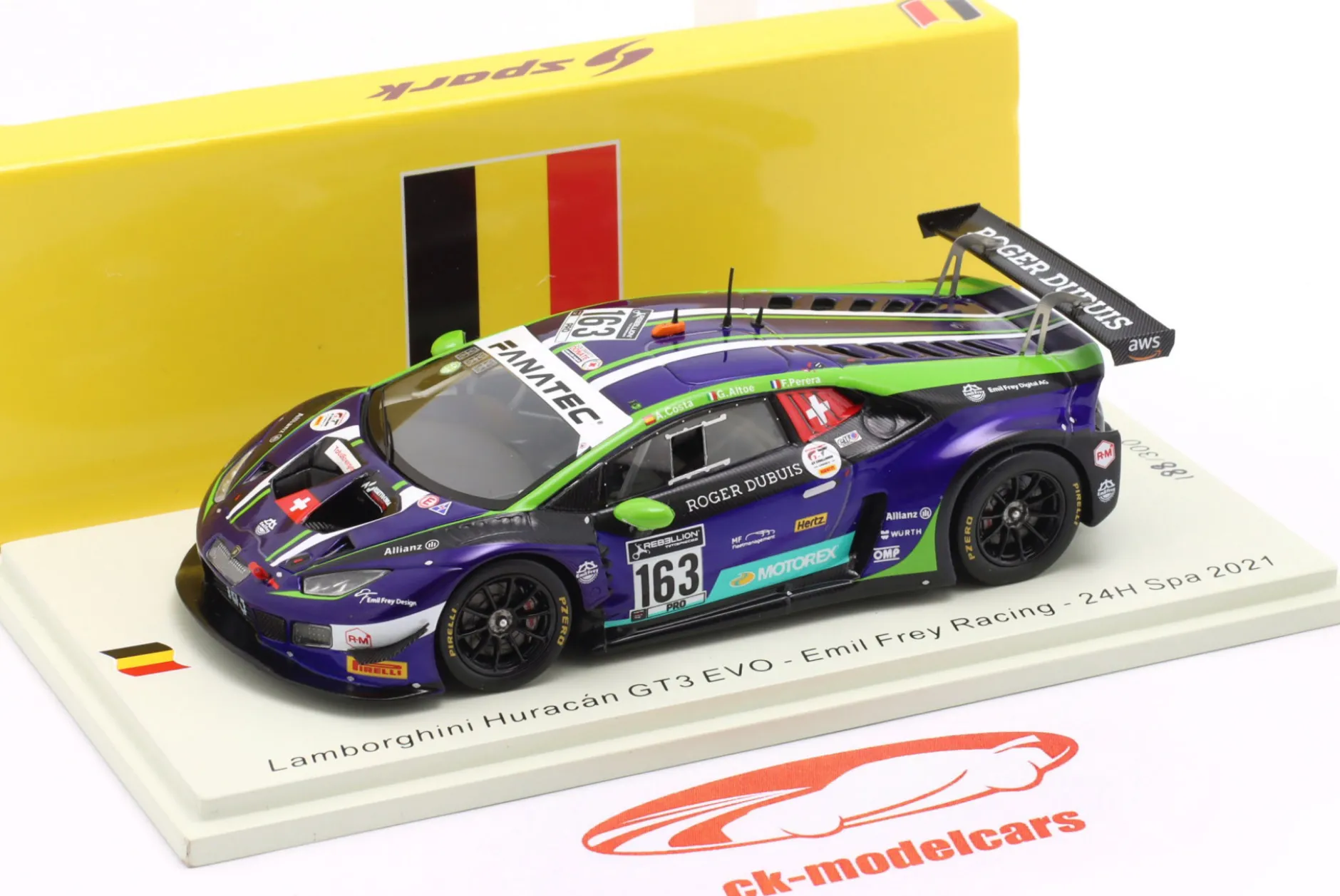 Lamborghini Huracán GT3 Evo #163 24h Spa 2021 Emil Frey Racing 1:43 Spark