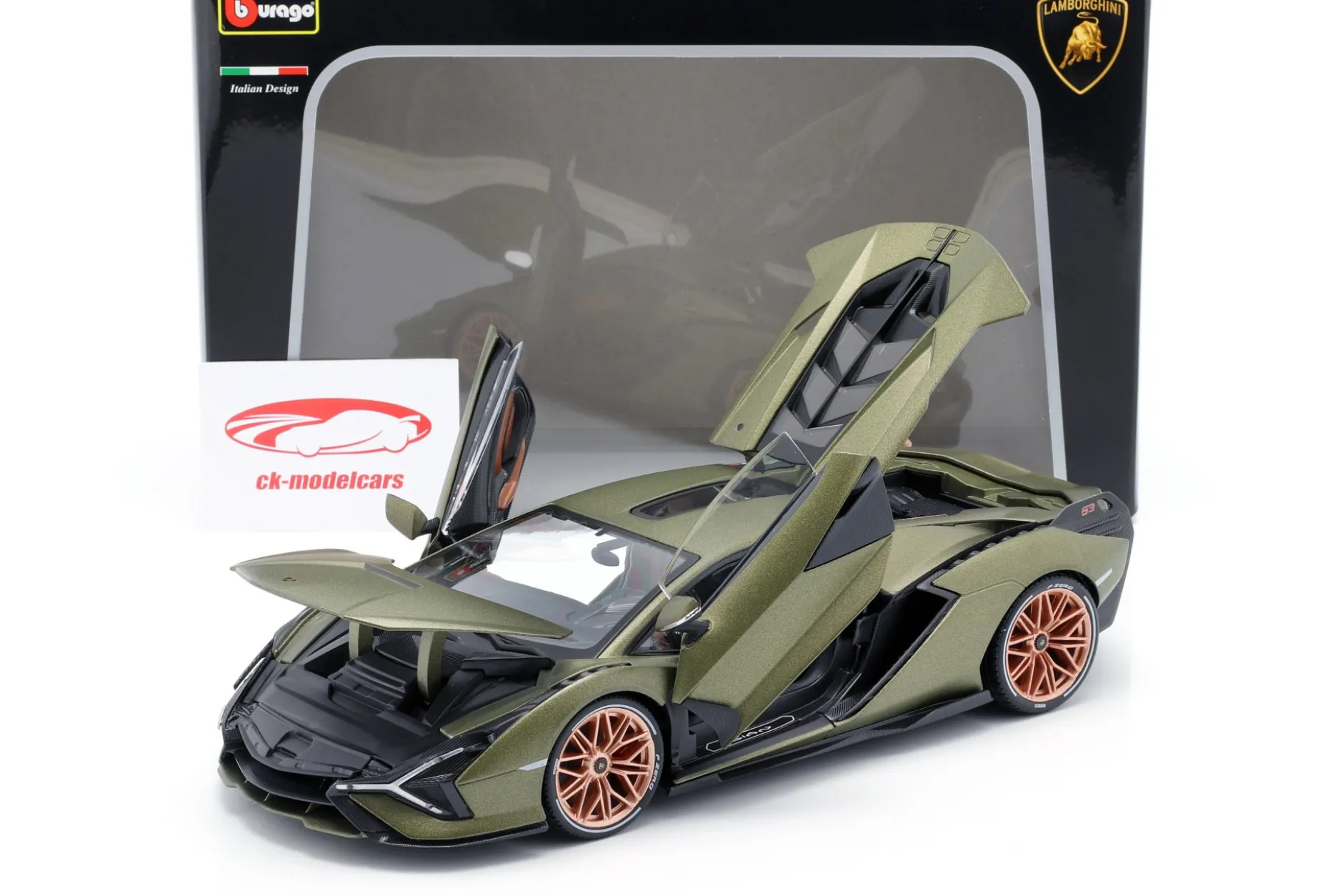 Lamborghini Sian FKP 37 Baujahr 2020 matt olivgrün 1:18 Bburago
