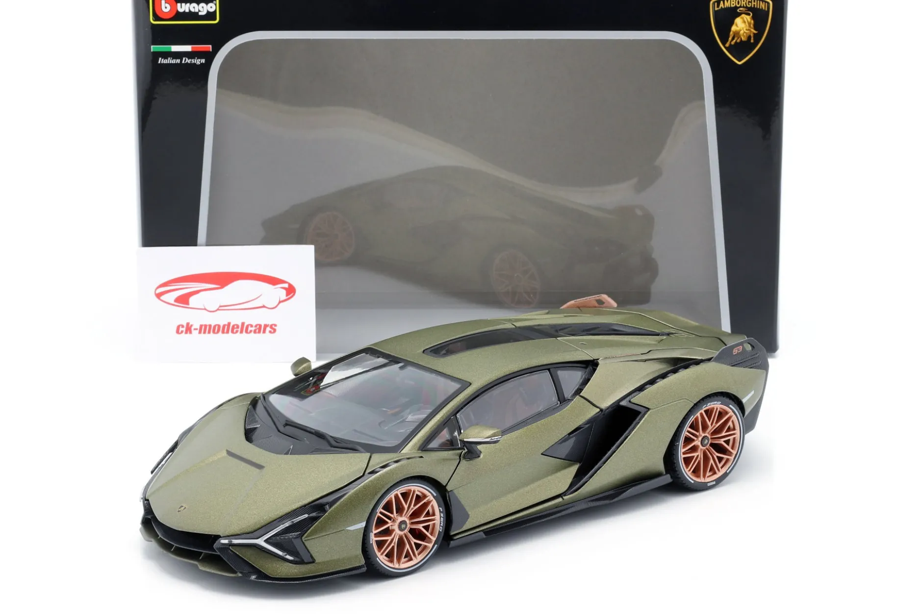 Lamborghini Sian FKP 37 Baujahr 2020 matt olivgrün 1:18 Bburago