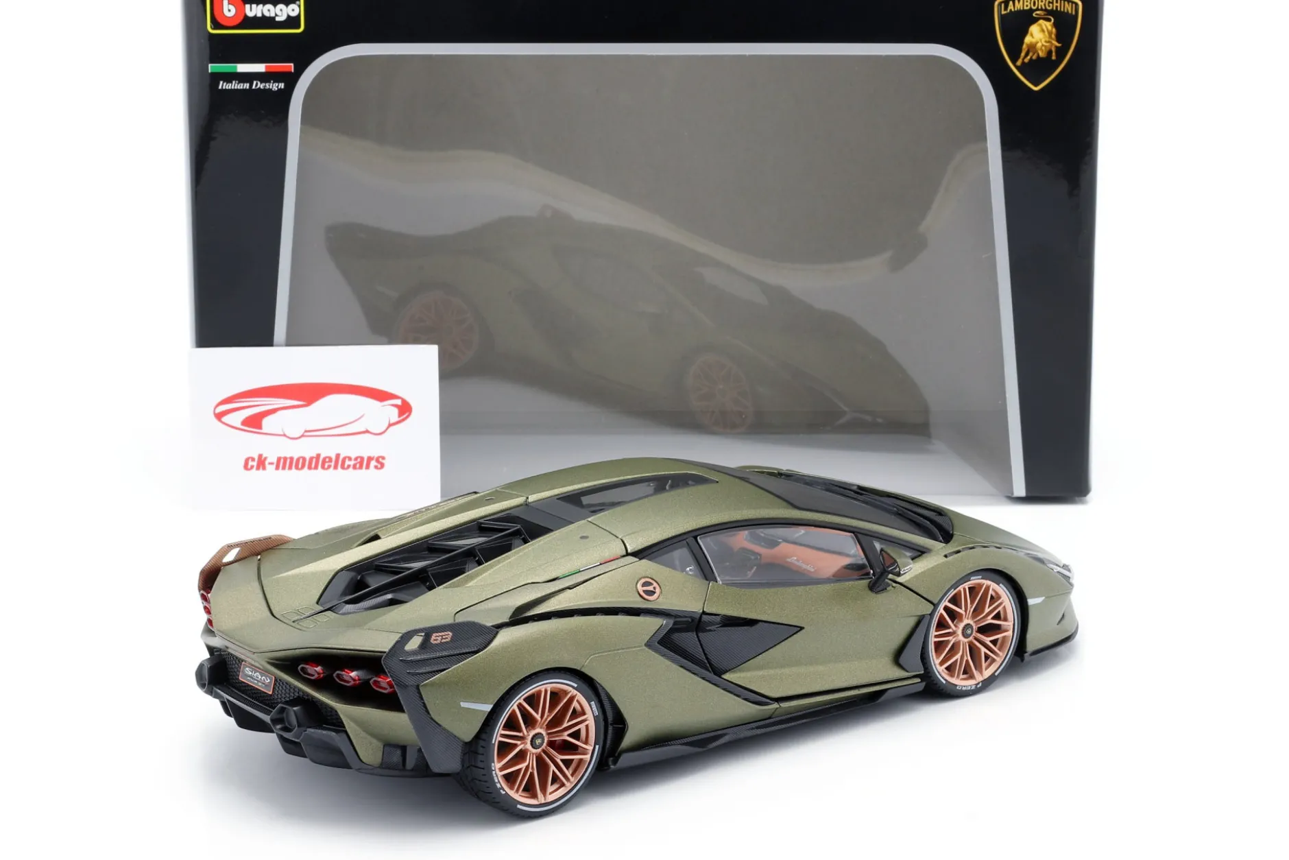 Lamborghini Sian FKP 37 Baujahr 2020 matt olivgrün 1:18 Bburago