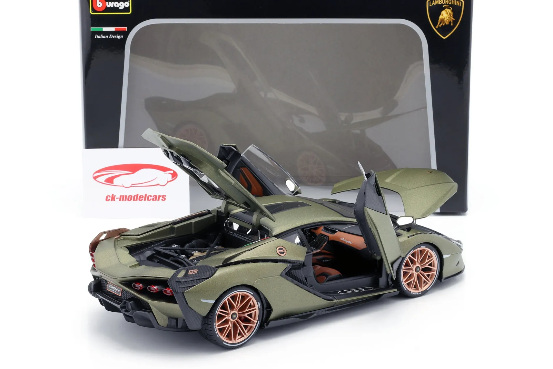 Lamborghini Sian FKP 37 Baujahr 2020 matt olivgrün 1:18 Bburago