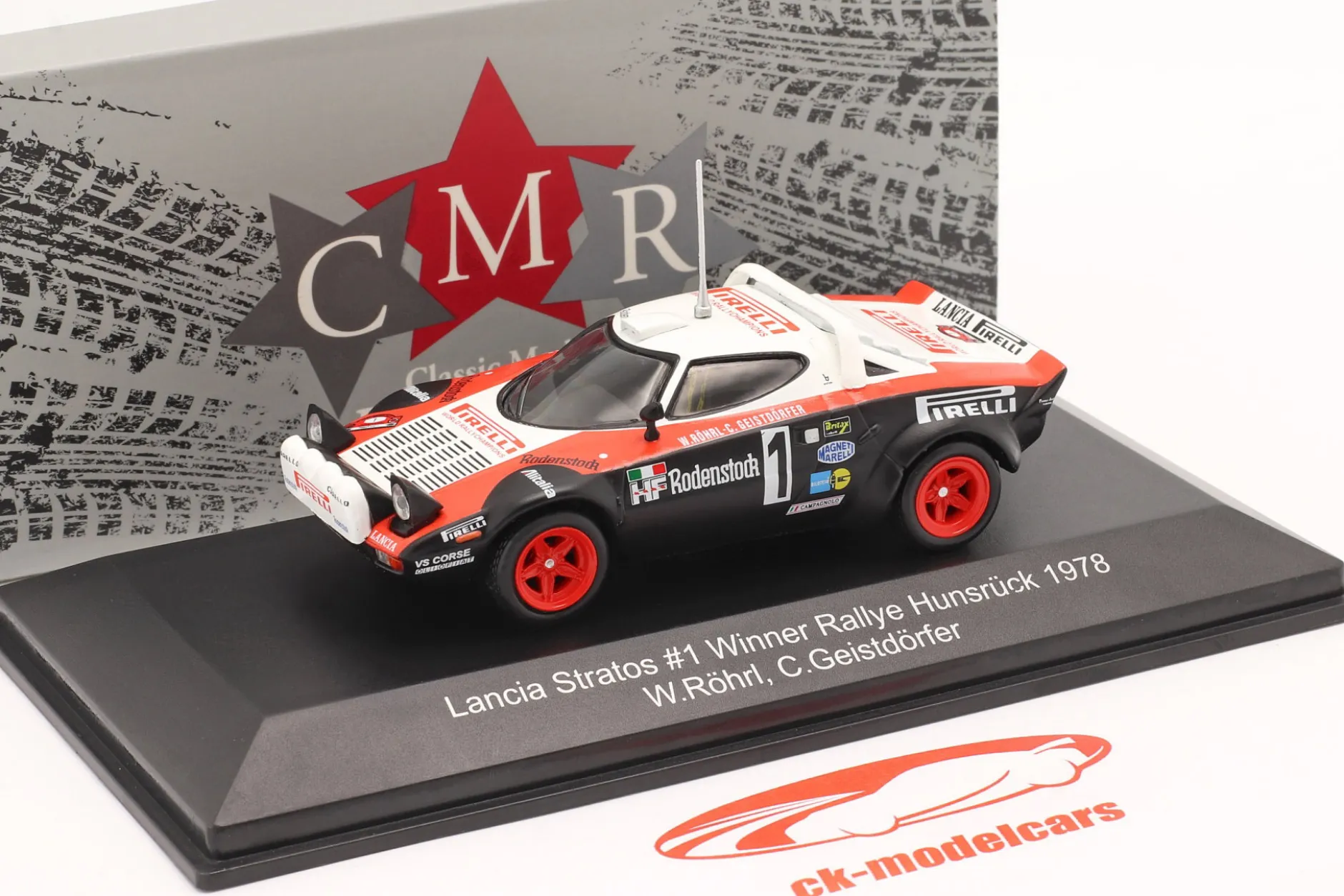 Lancia Stratos HF #1 Sieger Hunsrück Rallye 1978 Röhrl, Geistdörfer 1:43 CMR
