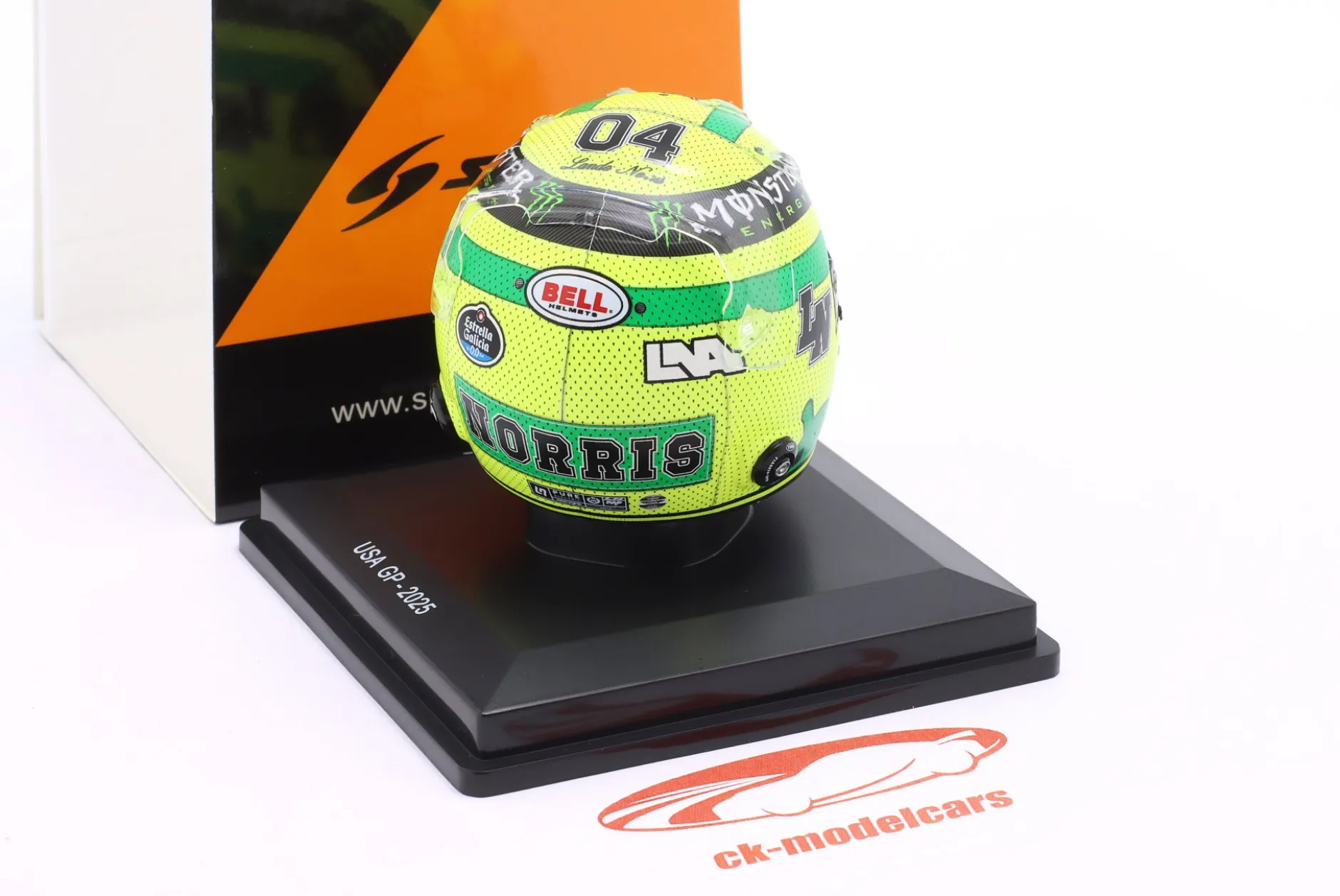 Lando Norris McLaren #4 2nd USA GP Formel 1 Weltmeister 2025 Helm 1:5 Spark
