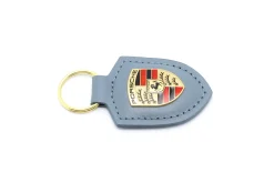 Leder-Schlüsselanhänger Porsche Wappen shoreblue metallic