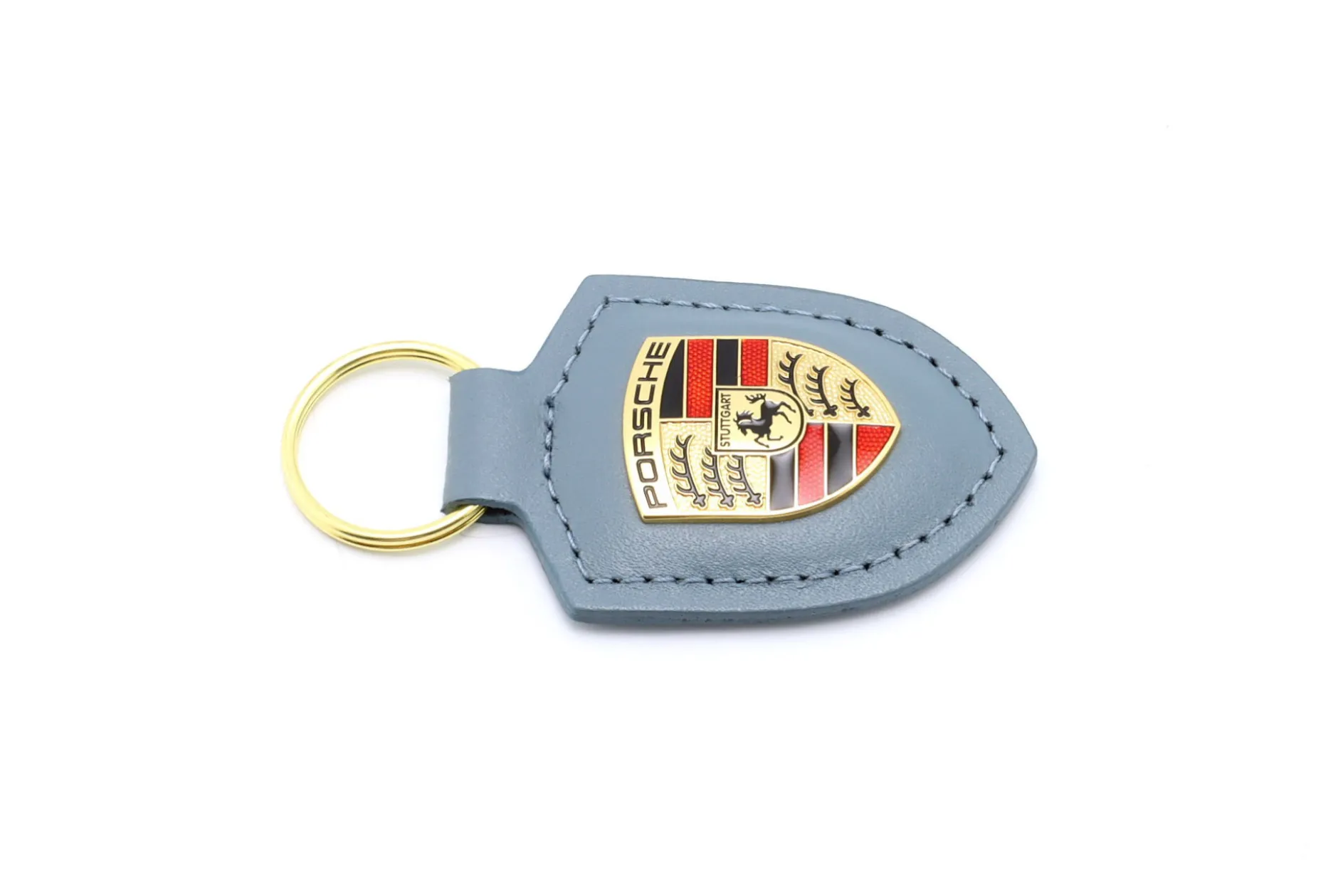 Leder-Schlüsselanhänger Porsche Wappen shoreblue metallic