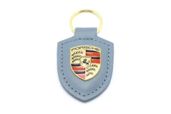 Leder-Schlüsselanhänger Porsche Wappen shoreblue metallic
