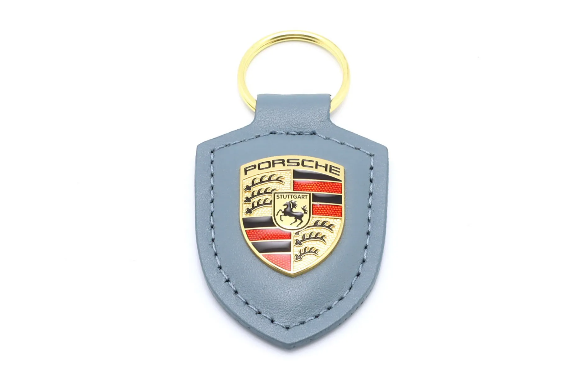 Leder-Schlüsselanhänger Porsche Wappen shoreblue metallic