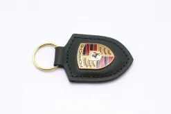 Leder-Schlüsselanhänger Porsche Wappen oakgrün