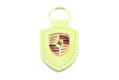 Leder-Schlüsselanhänger Porsche Wappen cartagenagelb metallic