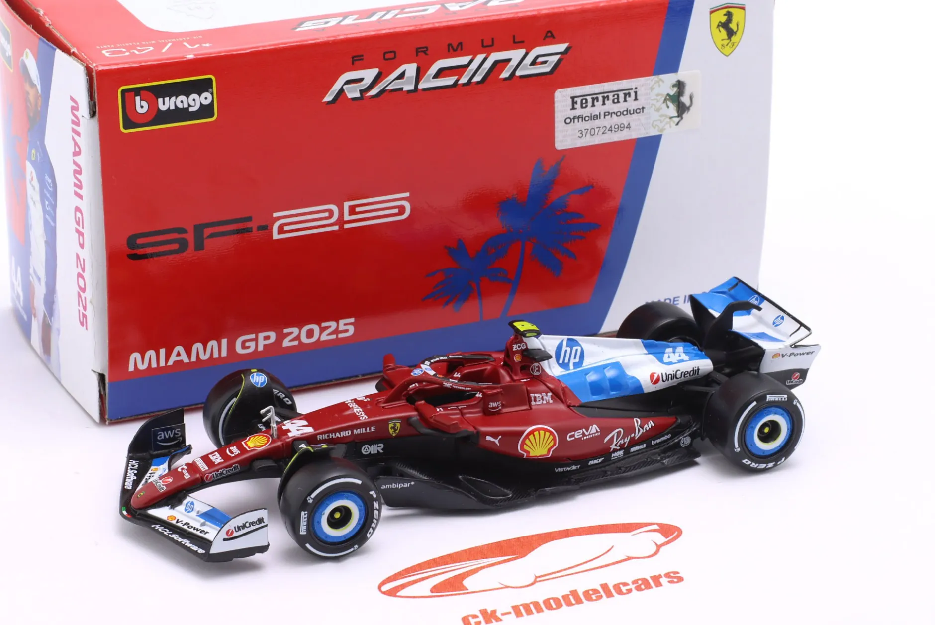 Lewis Hamilton Ferrari SF-25 #44 8th Miami GP Formel 1 2025 1:43 Bburago