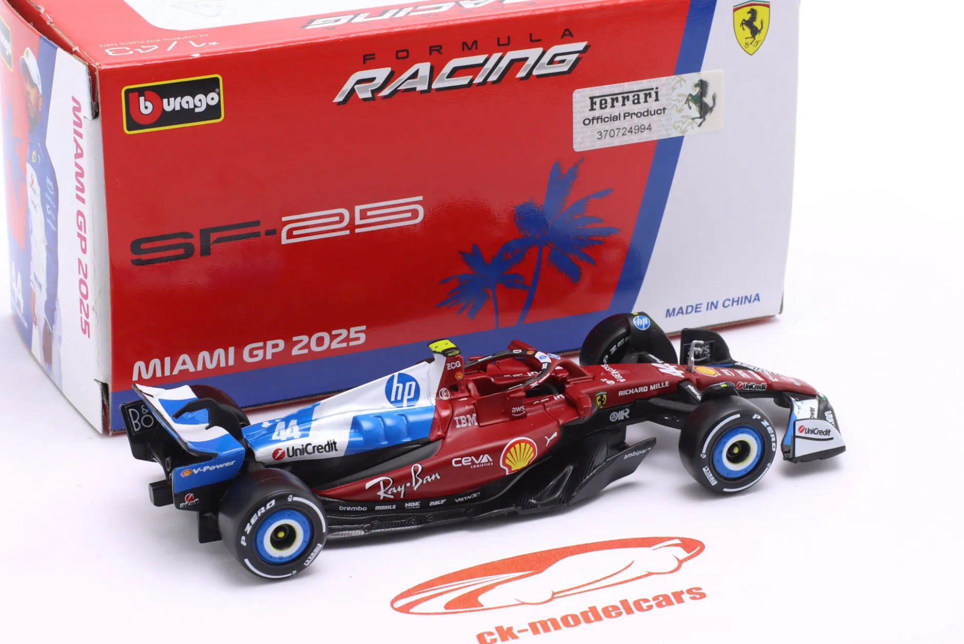 Lewis Hamilton Ferrari SF-25 #44 8th Miami GP Formel 1 2025 1:43 Bburago