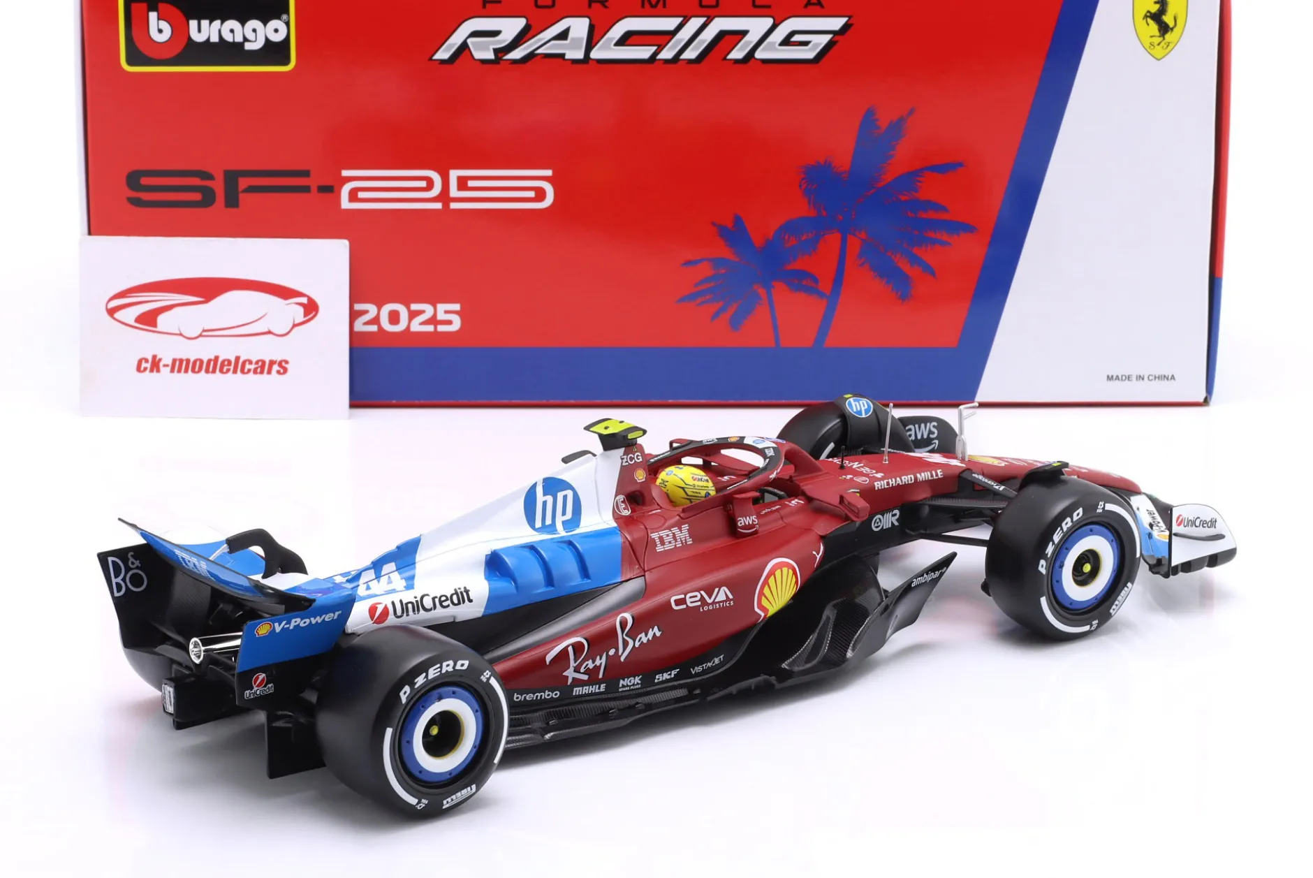 Lewis Hamilton Ferrari SF-25 #44 8th Miami GP Formel 1 2025 1:18 Bburago