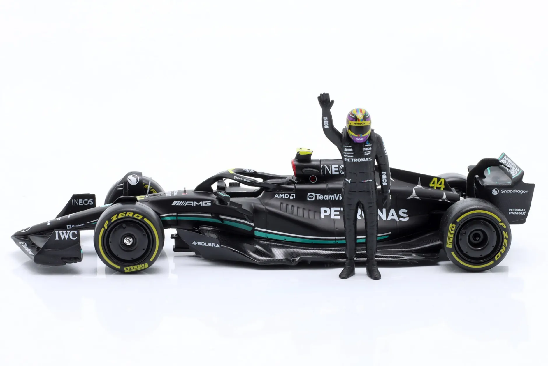 Lewis Hamilton Mercedes-AMG F1 W14 #44 Formel 1 2023 mit Figur 1:24 Bburago
