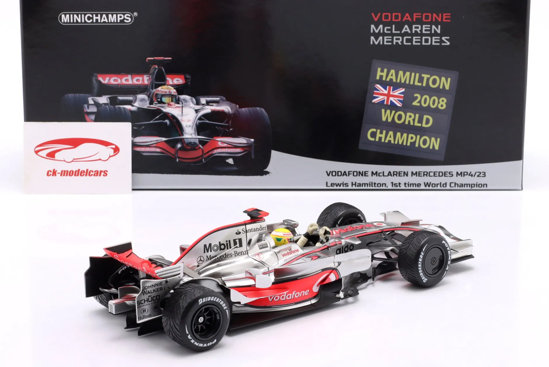 L. Hamilton McLaren MP4/23 #22 Brasilien GP Formel 1 Weltmeister 2008 1:18 Minichamps