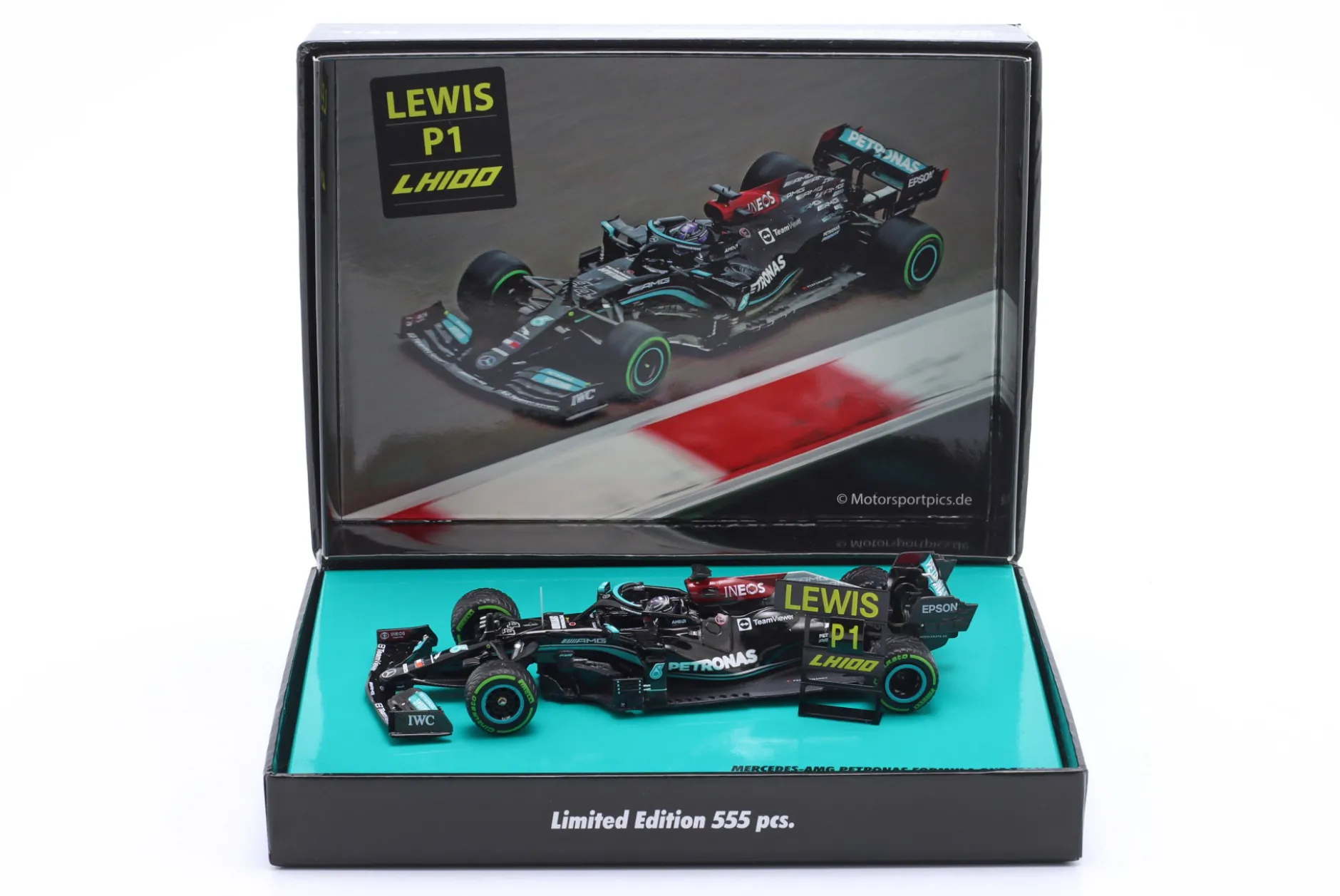L. Hamilton Mercedes-AMG F1 W12 #44 100th GP-Sieg Sotchi Formel 1 2021 1:43 Minichamps
