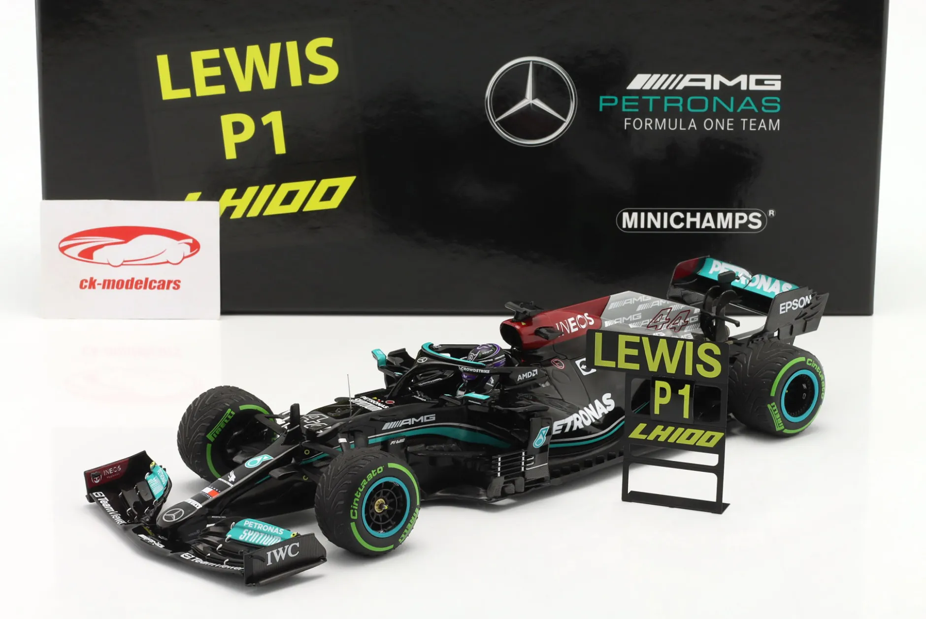 L. Hamilton Mercedes-AMG F1 W12 #44 100th GP-Sieg Sotchi Formel 1 2021 1:18 Minichamps