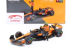 L. Norris McLaren MCL38 #4 Sieger Miami GP Formel 1 2024 mit Figur 1:24 Bburago