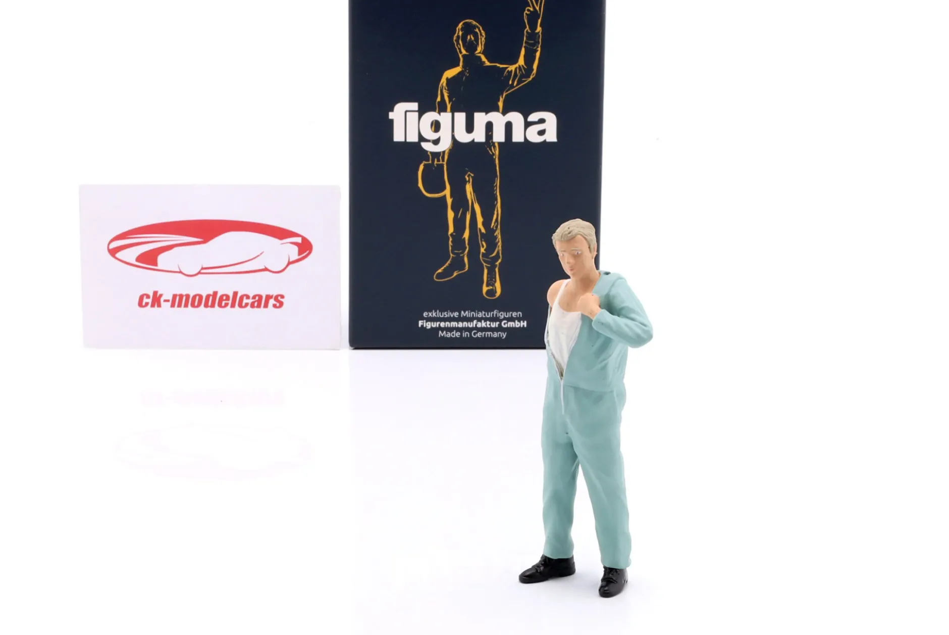 Mechaniker mit blauem Overall zieht sich an - Figur 1:18 Figurenmanufaktur
