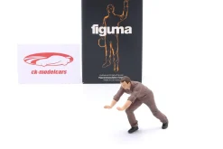 Mechaniker mit braunem Overall schiebt hinten - Figur 1:18 Figurenmanufaktur