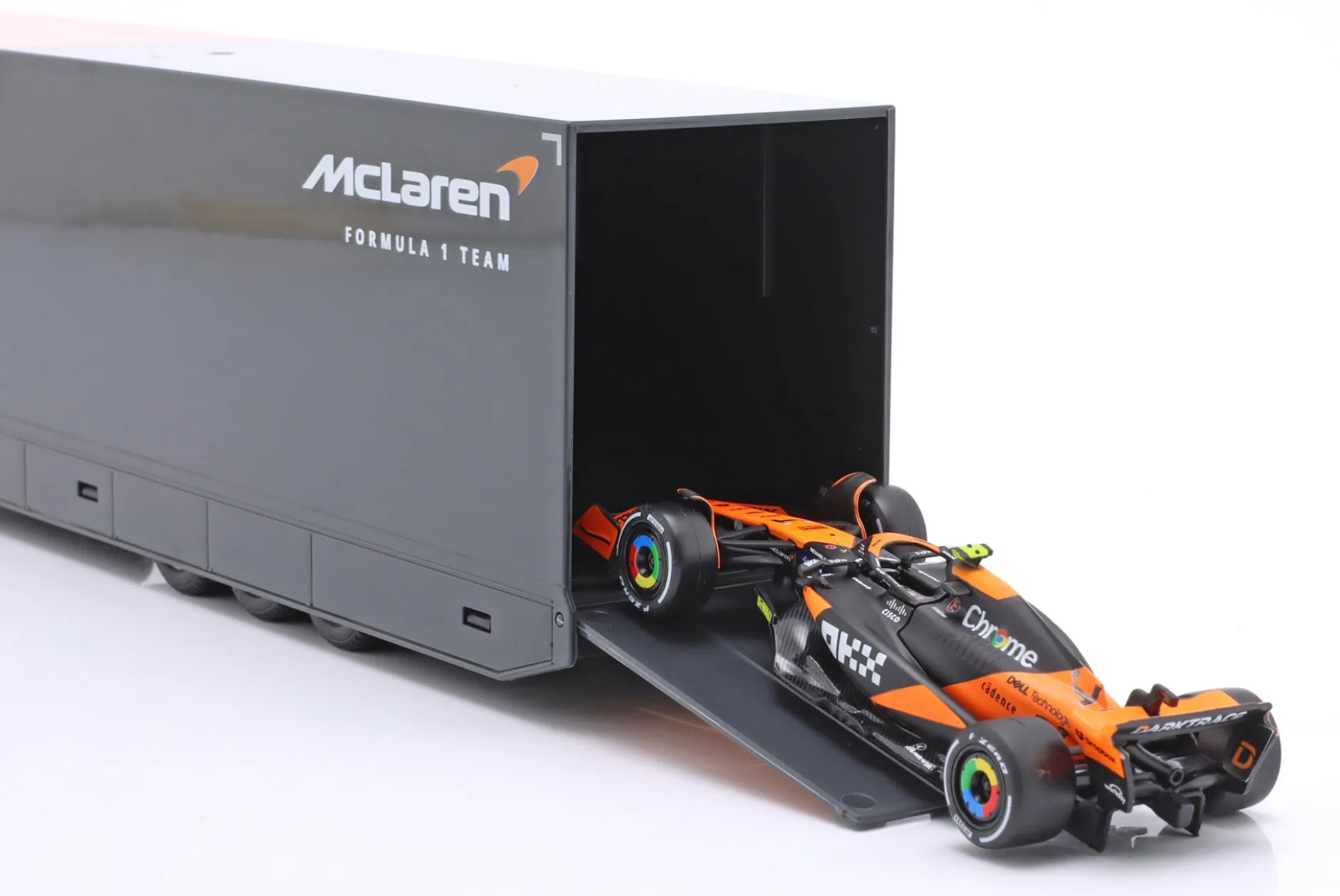 Mercedes-Benz Actros Formel 1 Renntransporter mit McLaren MCL38 #4 Norris 1:43 Bburago