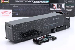 Mercedes-Benz Actros Formel 1 Renntransporter mit Mercedes FW15 #63 Russell 1:43 Bburago