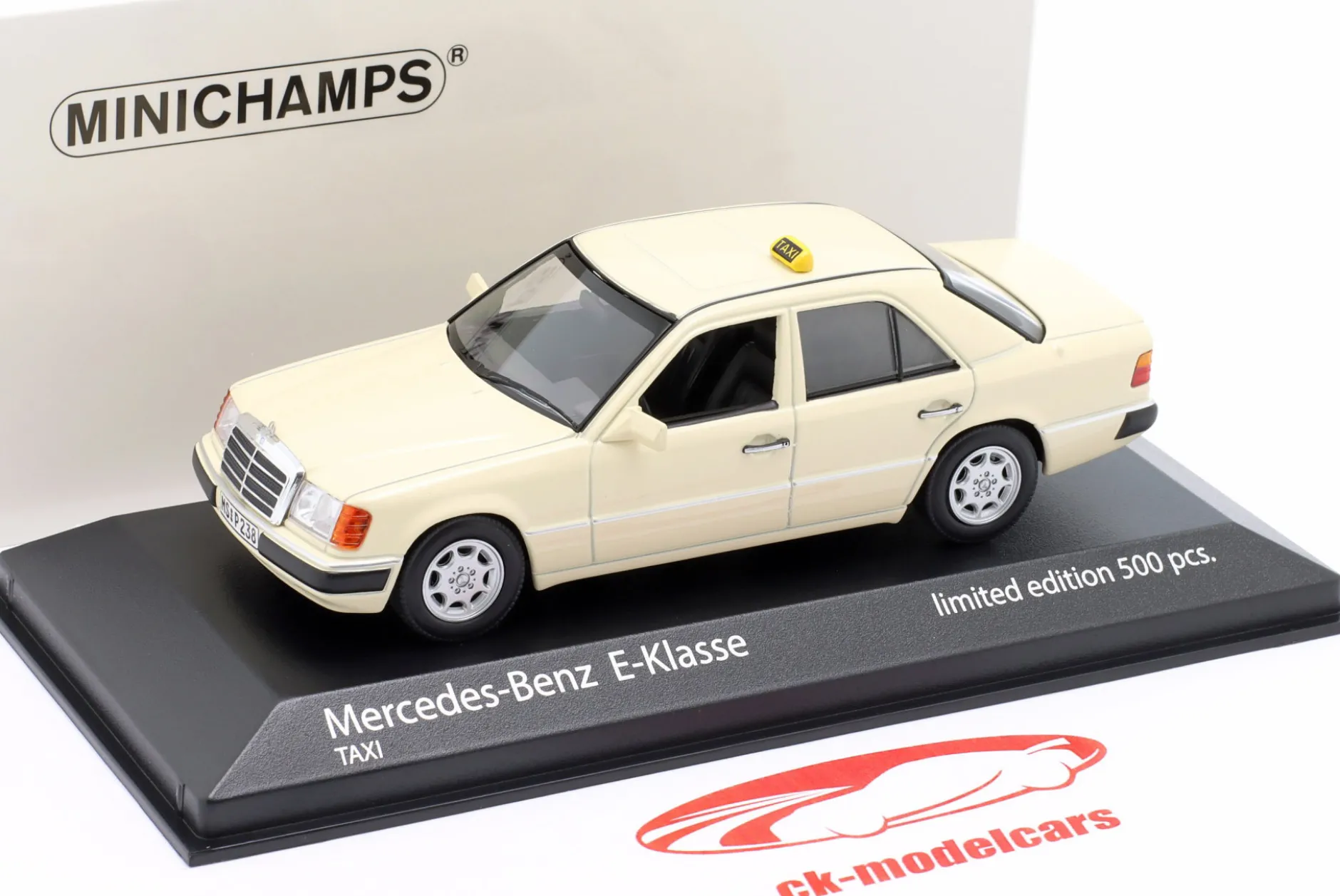 Mercedes-Benz 230E (W124) Taxi Baujahr 1990 Film: Tatort Münster 1:43 Minichamps