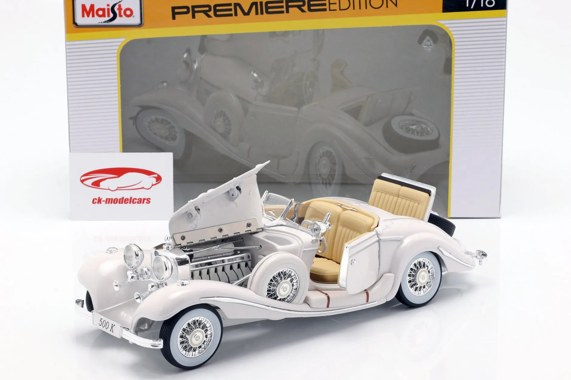 Mercedes Benz 500 K Specialroadster Bj. 1936 weiß 1:18 Maisto