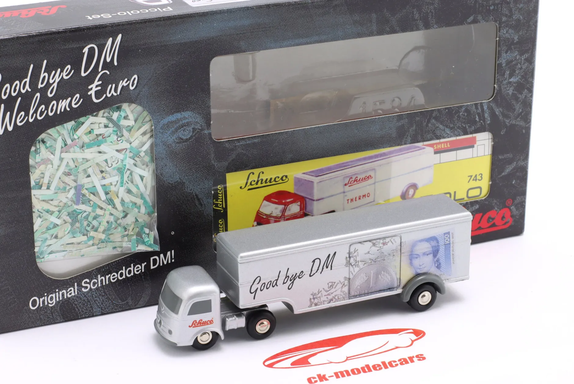 Mercedes-Benz LPS 328 Sattelzugmaschine Goodbye DM Welcome Euro Edition 1:90 Schuco Piccolo
