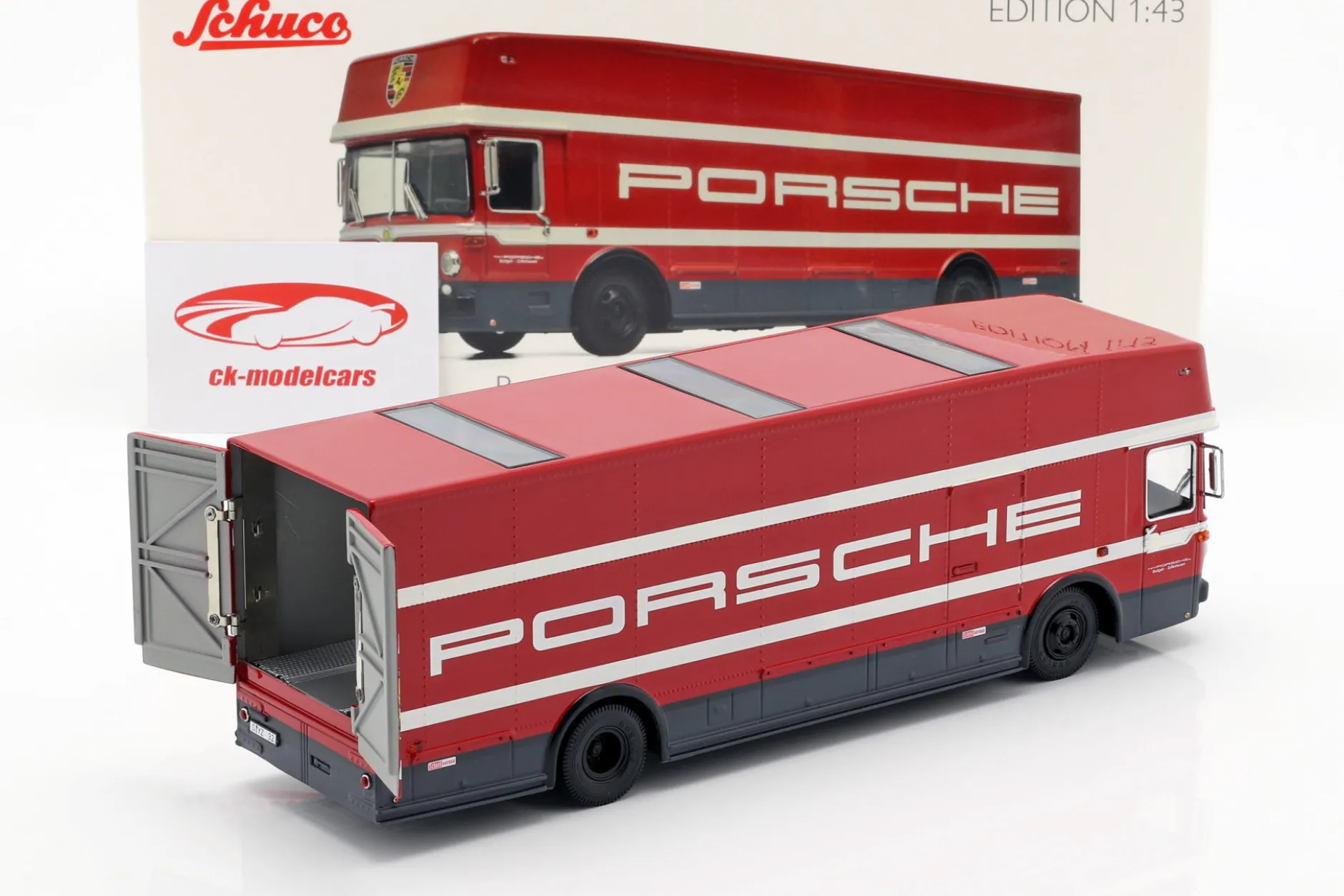 Mercedes-Benz O 317 Renntransporter Porsche Motorsport rot 1:43 Schuco
