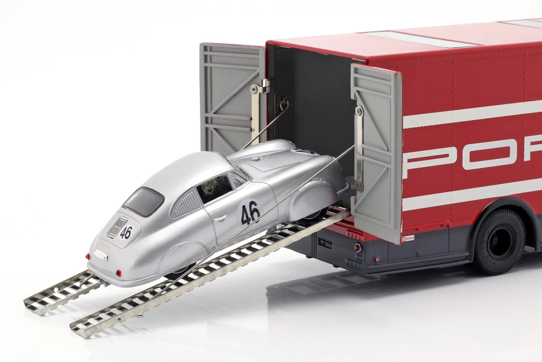 Mercedes-Benz O 317 Renntransporter Porsche Motorsport rot 1:43 Schuco