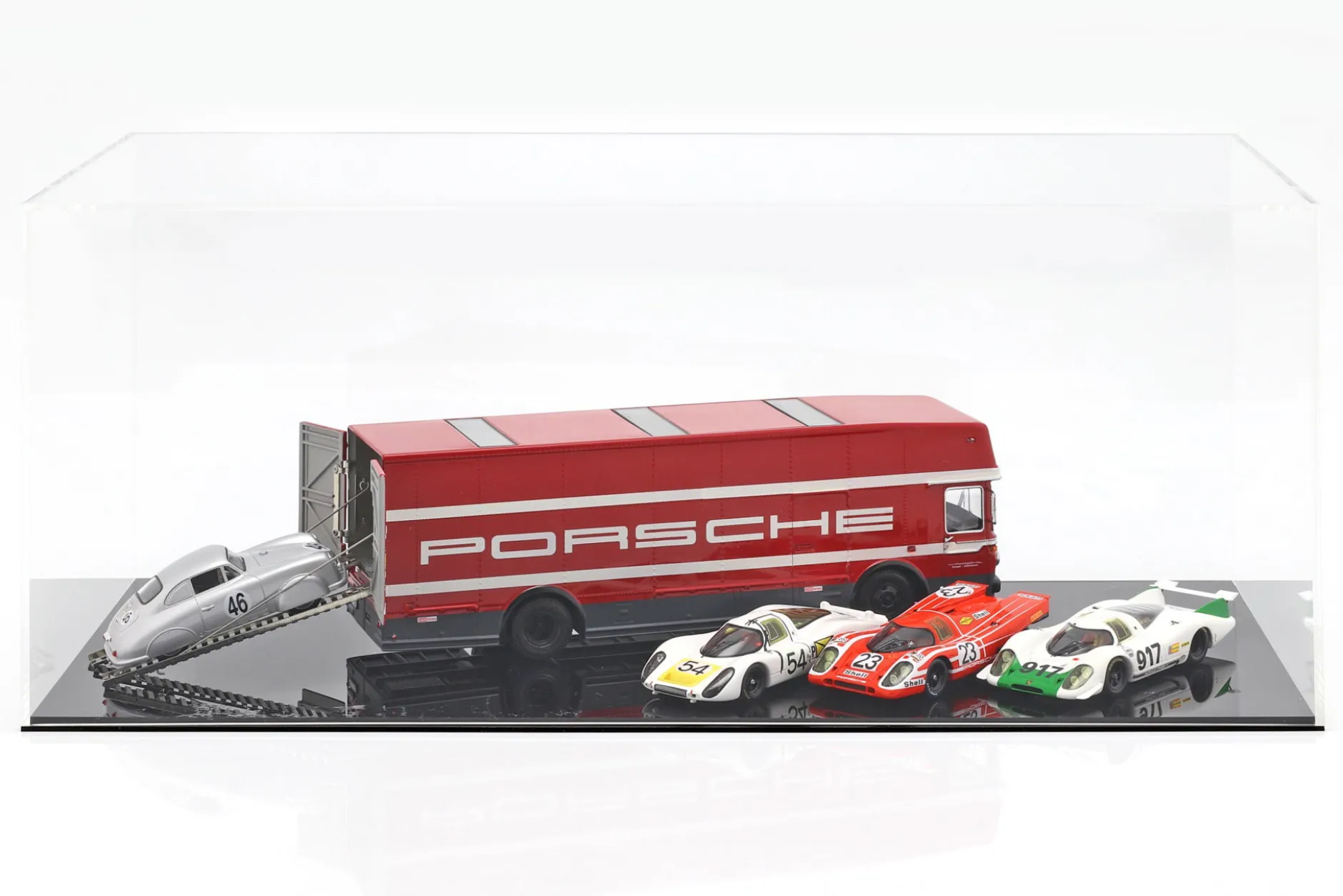 Mercedes-Benz O 317 Renntransporter Porsche Motorsport rot 1:43 Schuco
