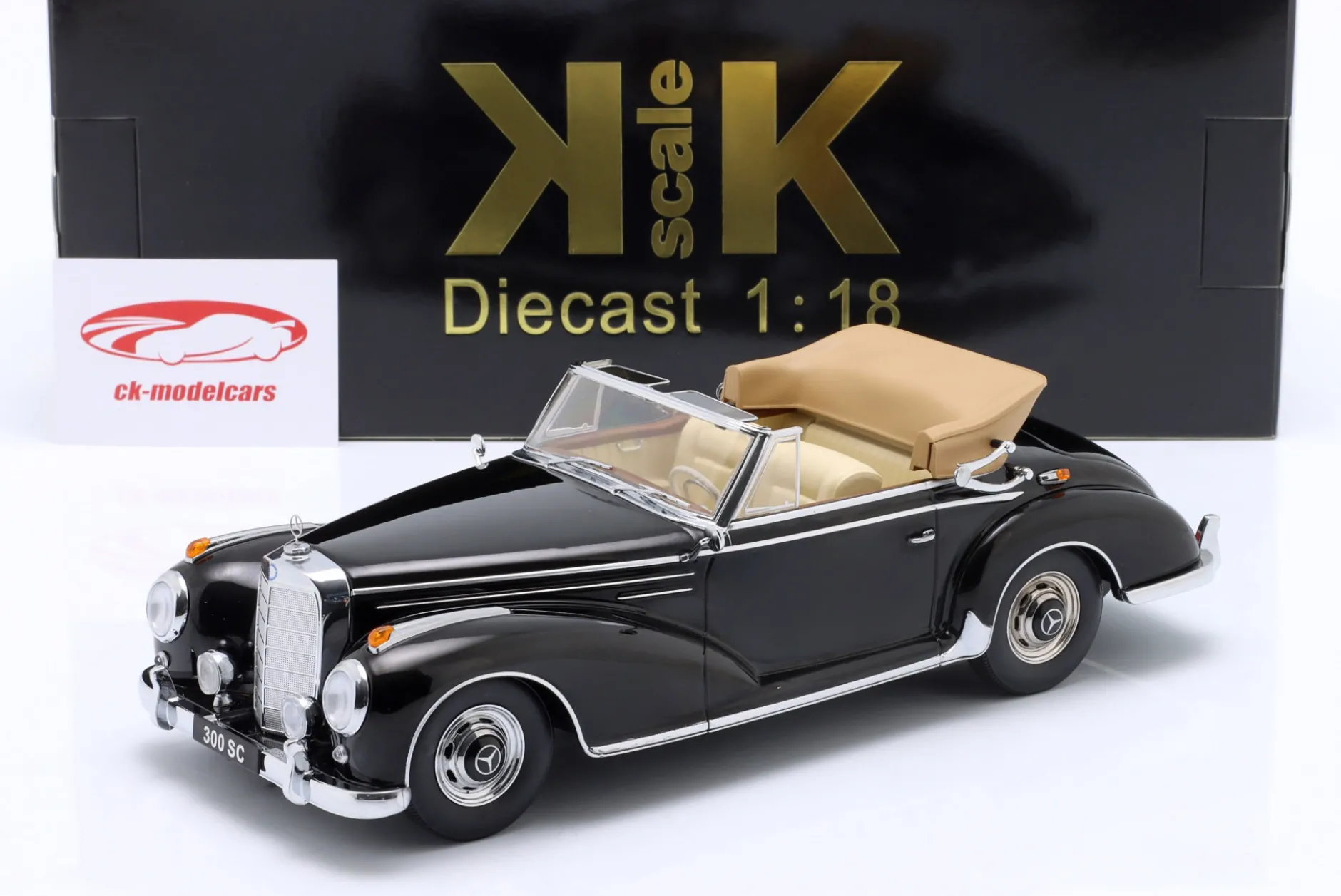 Mercedes-Benz 300 SC Cabriolet offen (W188) Baujahr 1957 schwarz 1:18 KK-Scale