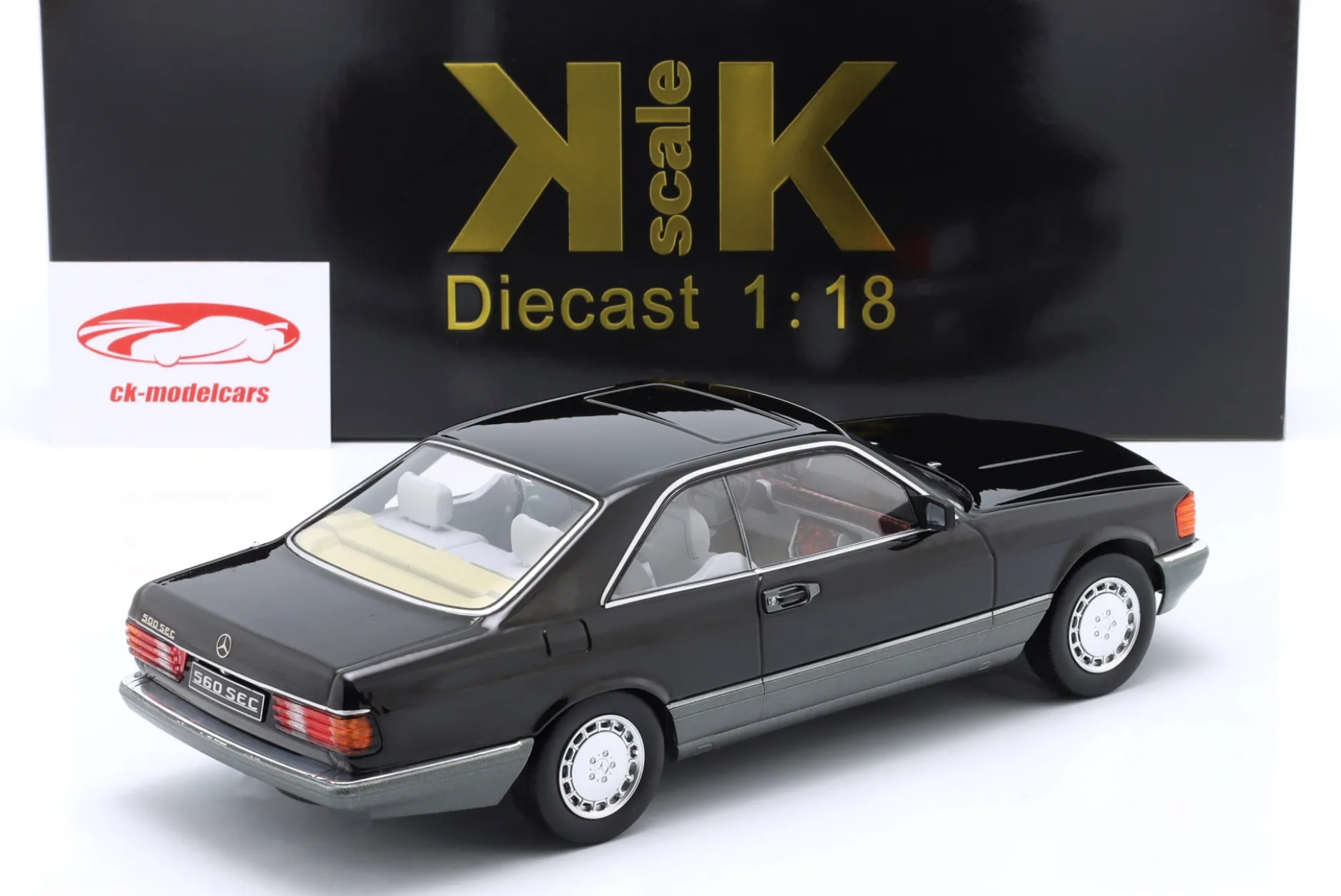 Mercedes-Benz 500 SEC (C126) Baujahr 1985 schwarz 1:18 KK-Scale