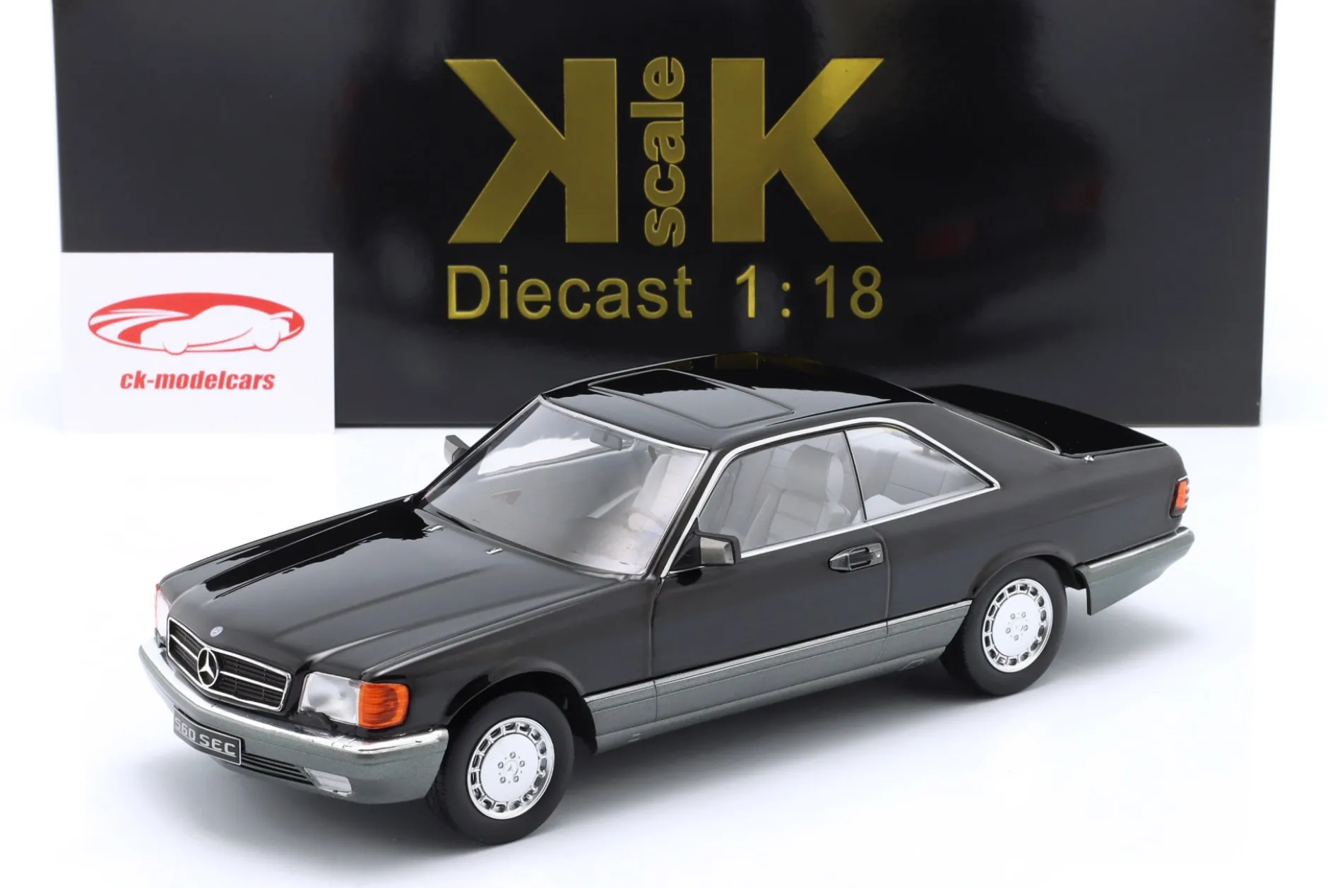 Mercedes-Benz 500 SEC (C126) Baujahr 1985 schwarz 1:18 KK-Scale