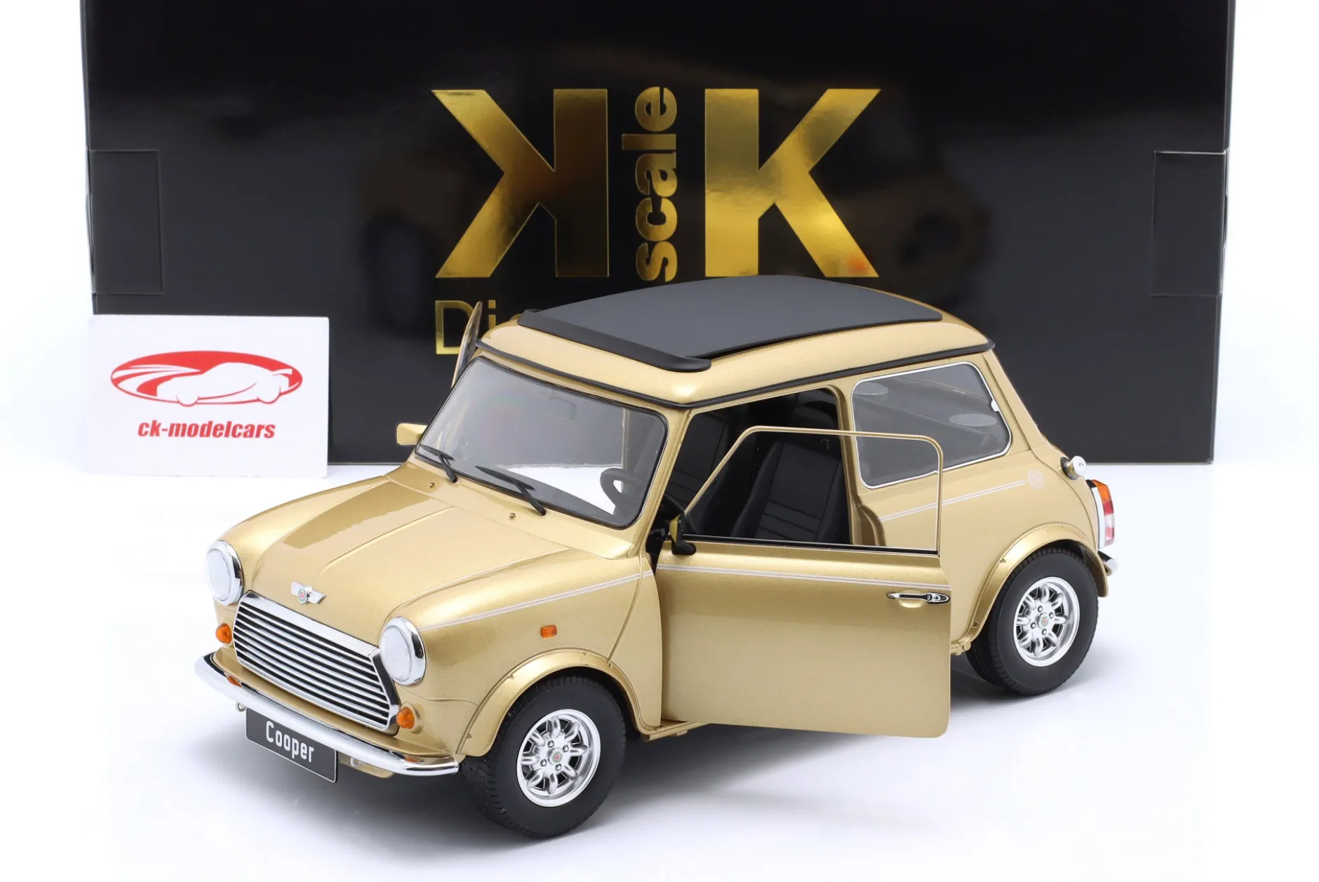 Mini Cooper LHD mit Sonnendach gold metallic 1:12 KK-Scale