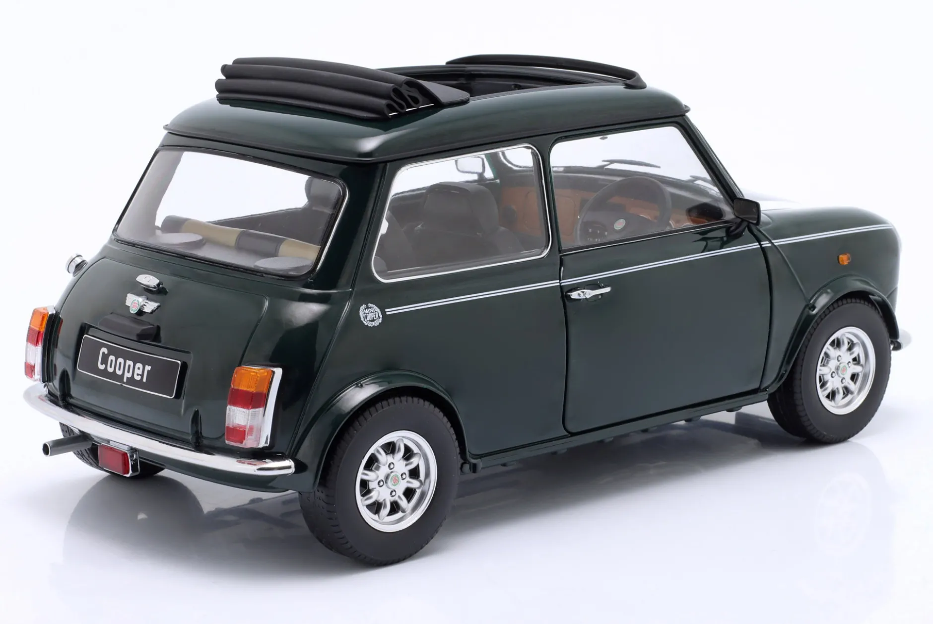 Mini Cooper mit Schiebedach dunkelgrün / weiß RHD 1:12 KK-Scale