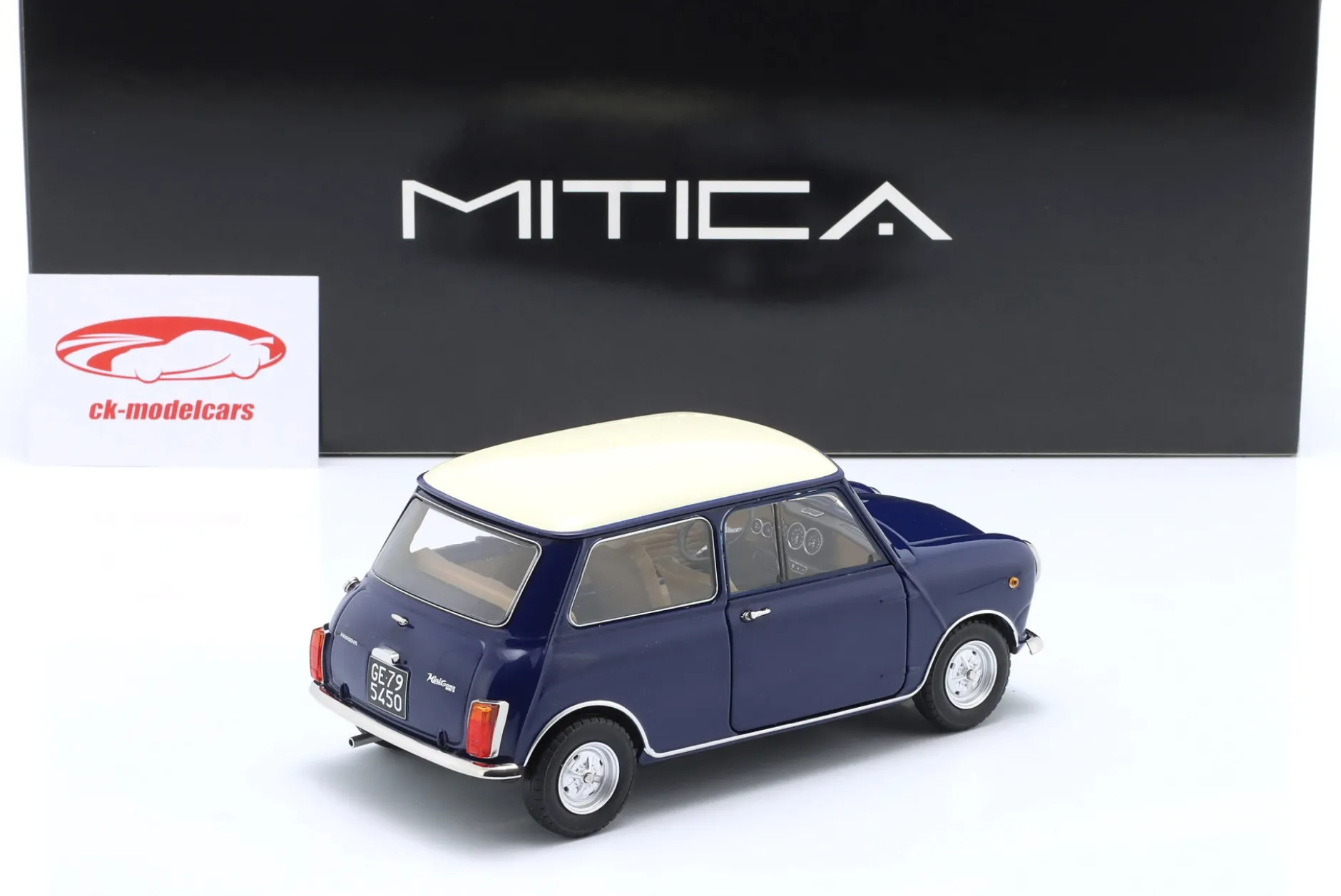 Mini Cooper MK2 Baujahr 1968 blau, beige 1:18 Mitica