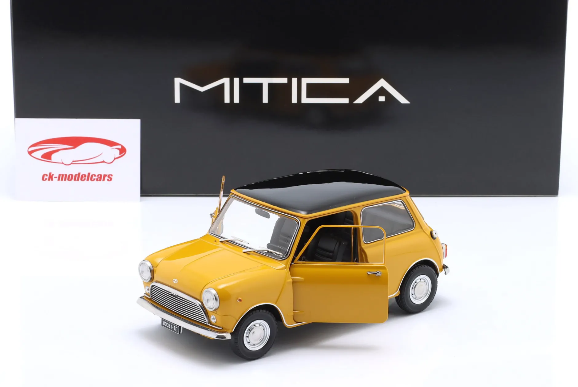 Mini Cooper MK1 Baujahr 1966 gelb, schwarz 1:18 Mitica