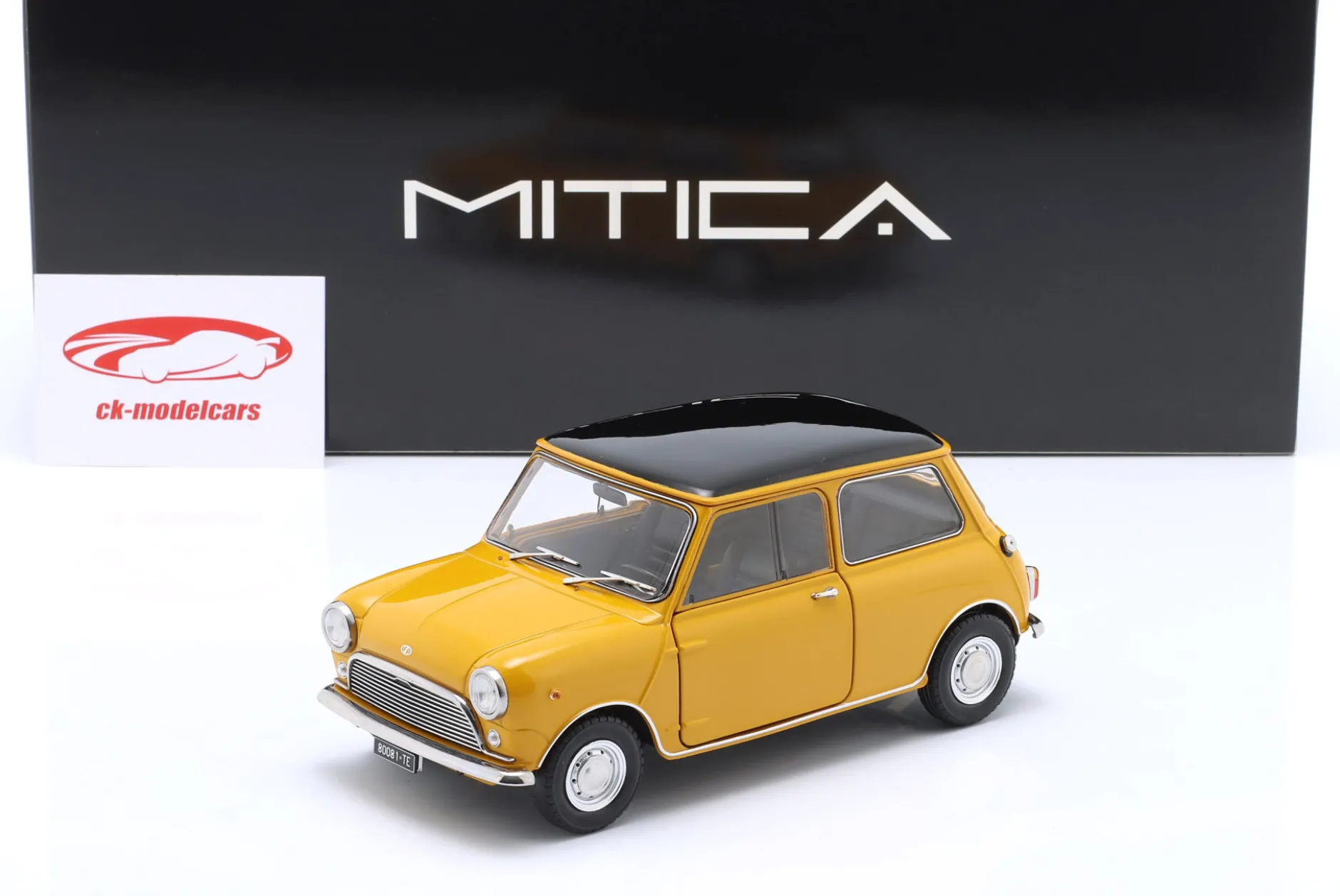 Mini Cooper MK1 Baujahr 1966 gelb, schwarz 1:18 Mitica