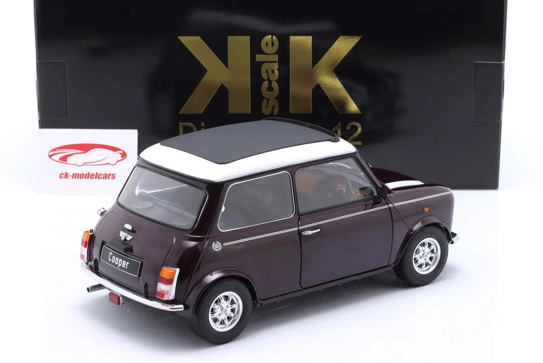 Mini Cooper RHD mit Sonnendach violett metallic / weiß 1:12 KK-Scale