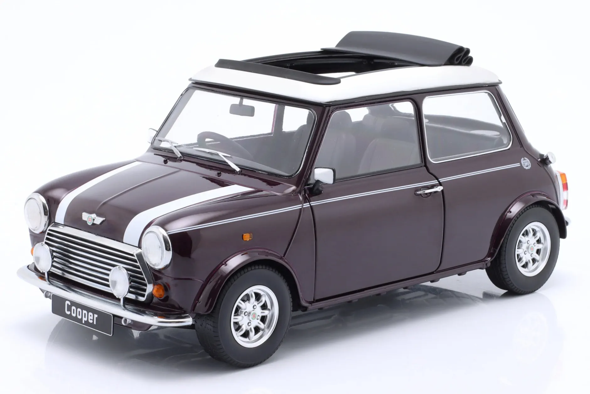 Mini Cooper RHD mit Sonnendach violett metallic / weiß 1:12 KK-Scale