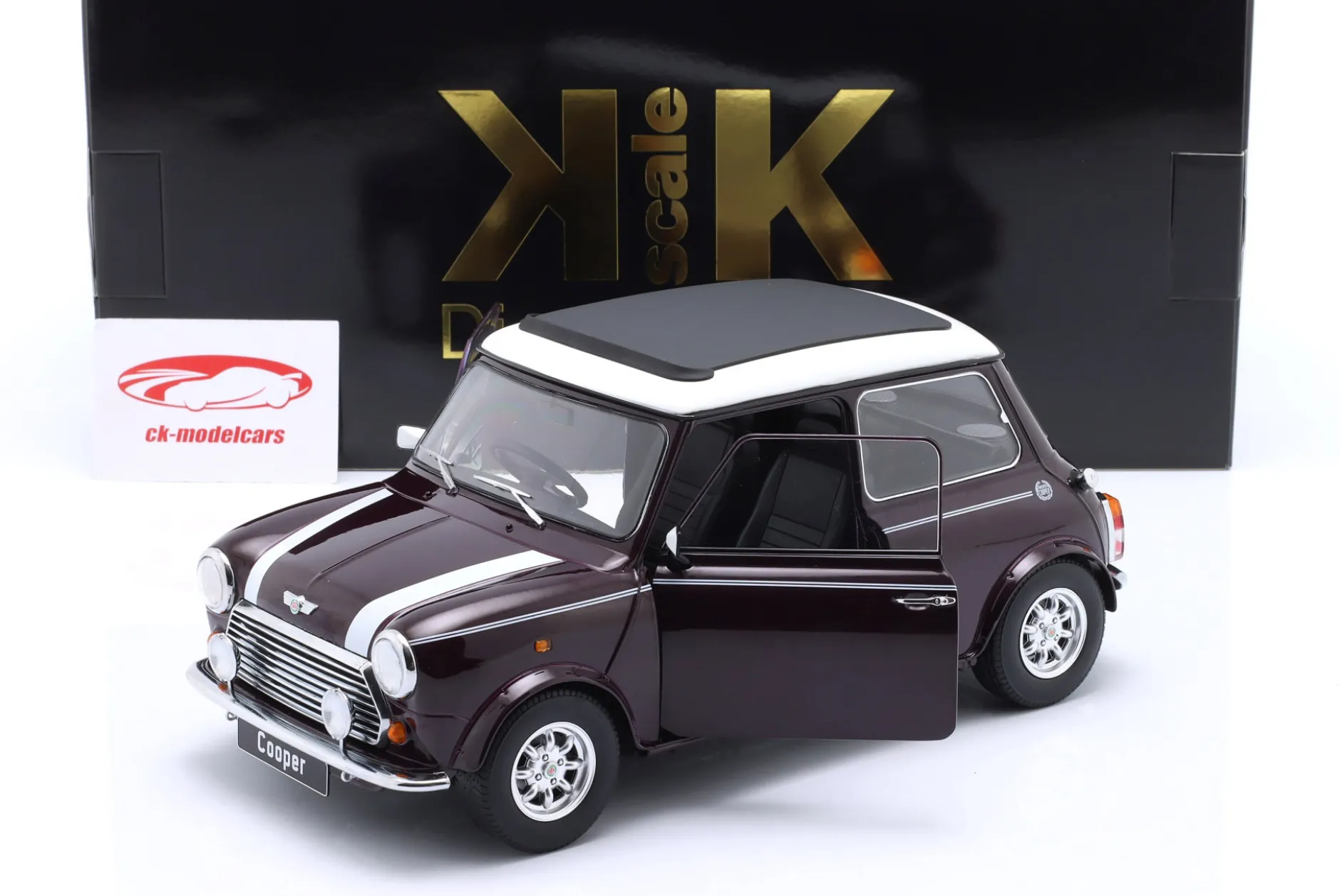Mini Cooper RHD mit Sonnendach violett metallic / weiß 1:12 KK-Scale