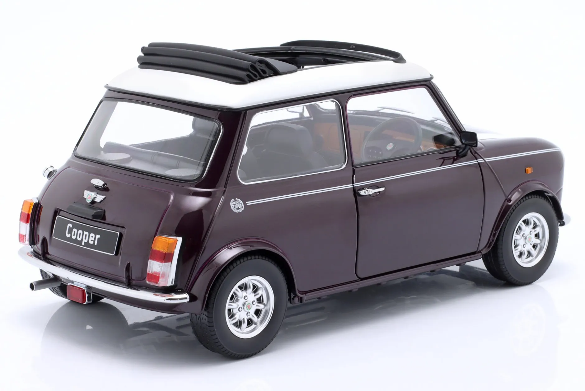 Mini Cooper RHD mit Sonnendach violett metallic / weiß 1:12 KK-Scale