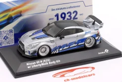 Nissan Skyline GT-R (R34) Liberty Walk Body Kit 2020 silber / blau 1:43 Solido
