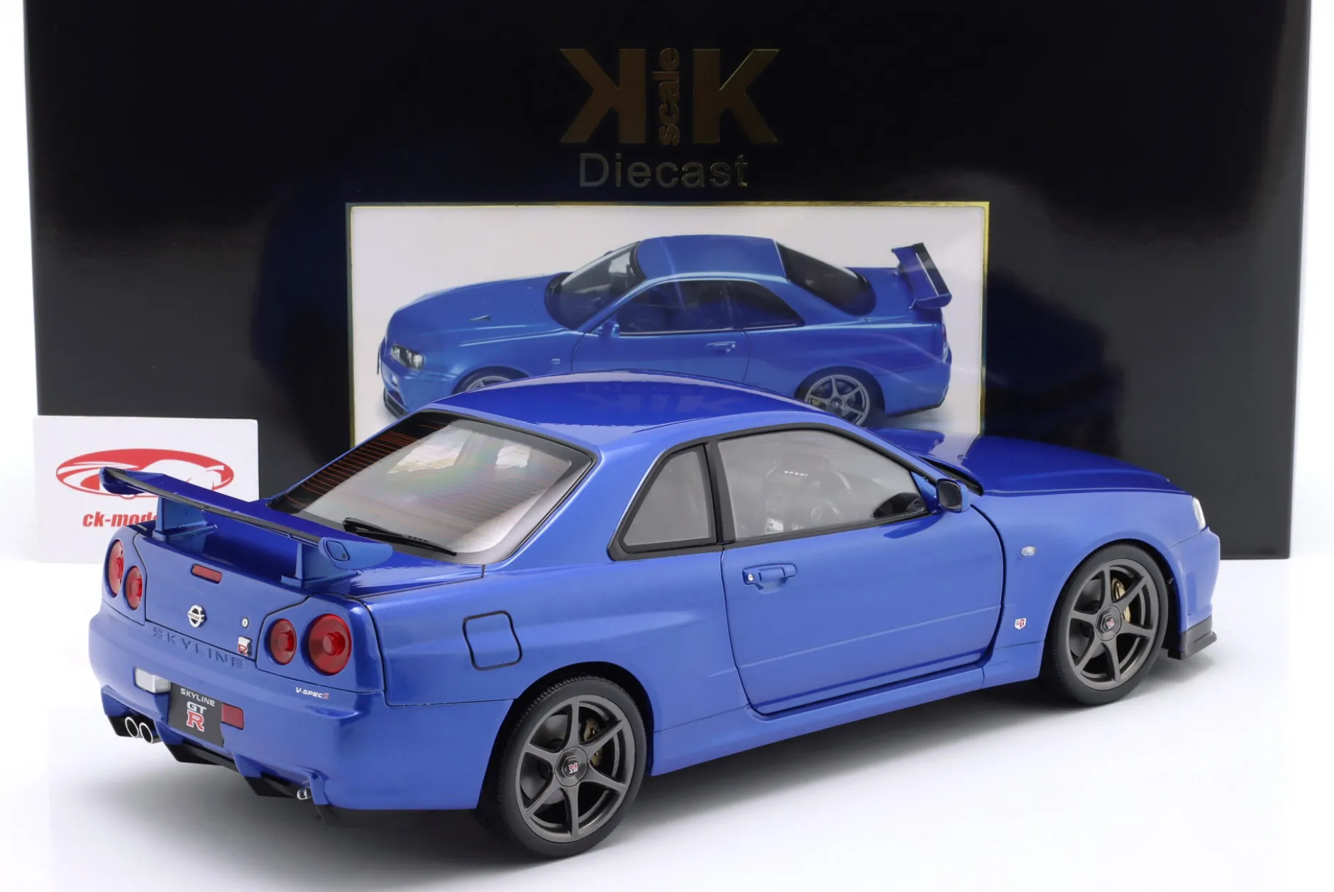 Nissan Skyline GT-R (R34) V-Spec II OEM-Felgen 2001 blau metallic 1:12 KK-Scale