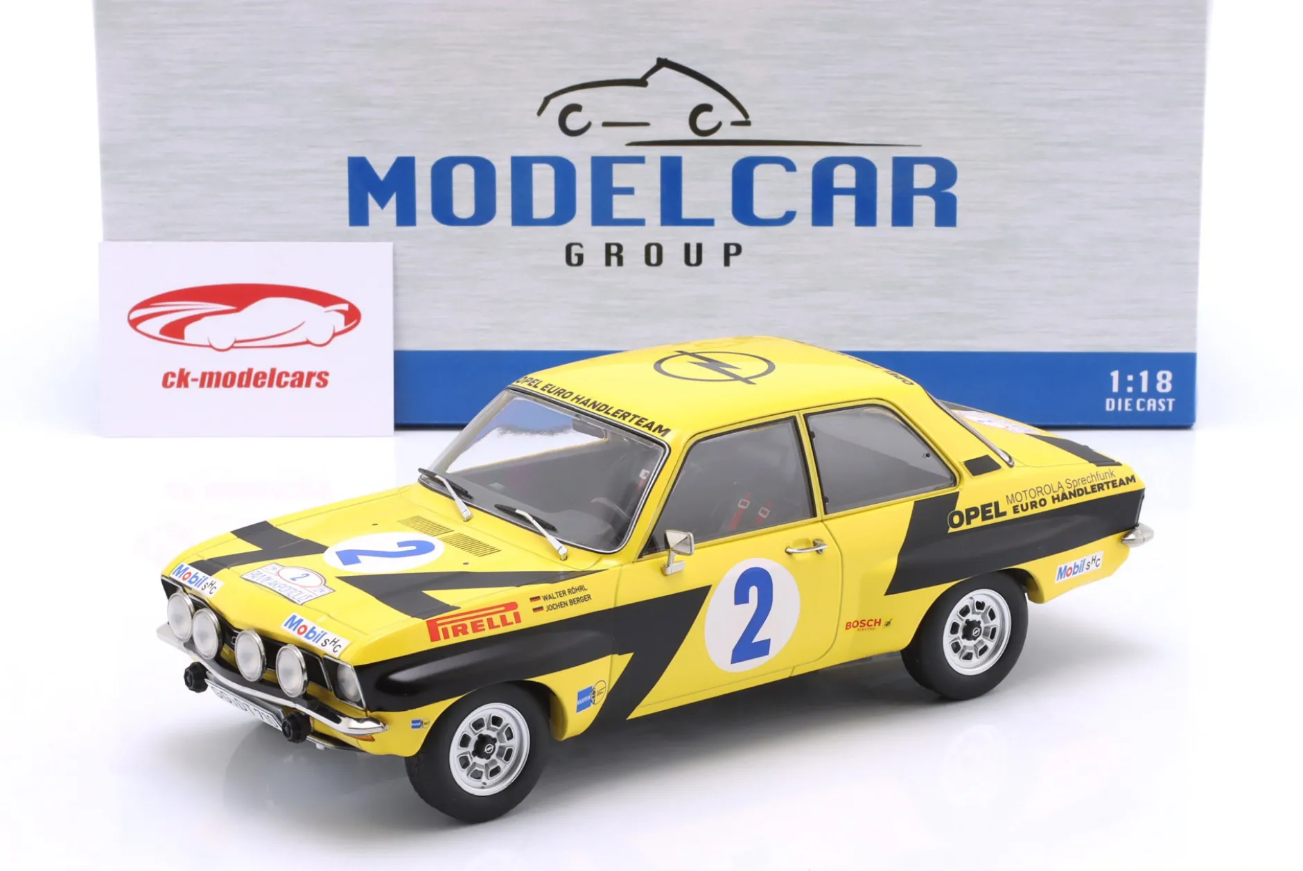 Opel Ascona 1.9 SR #2 Sieger Rallye Akropolis 1975 Röhrl, Berger 1:18 ModelCar Group