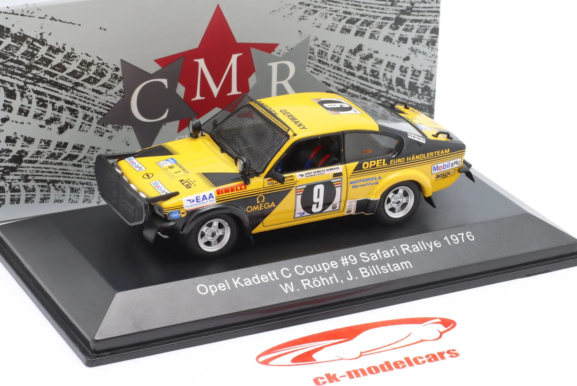 Opel Kadett C Coupe #9 Safari Rallye 1976 Röhrl, Billstam 1:43 CMR
