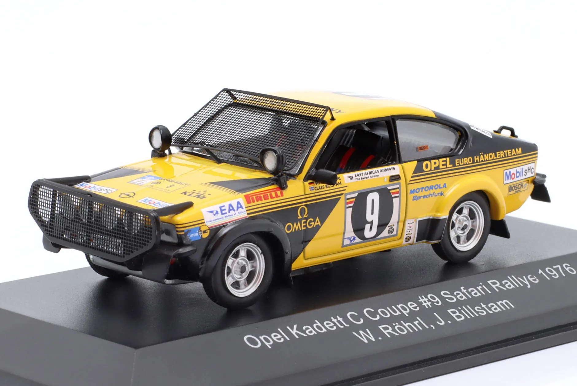 Opel Kadett C Coupe #9 Safari Rallye 1976 Röhrl, Billstam 1:43 CMR